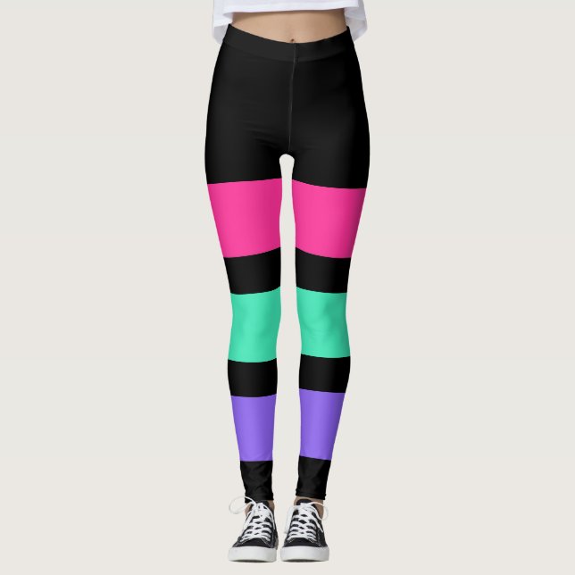 ONLY STRIPES - pink, mint, light lilac Leggings (Front)