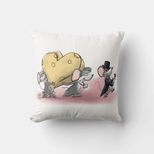 Only The Best Cheese Will Do (with Mic, Mac & Moe) Throw Pillow (Front)