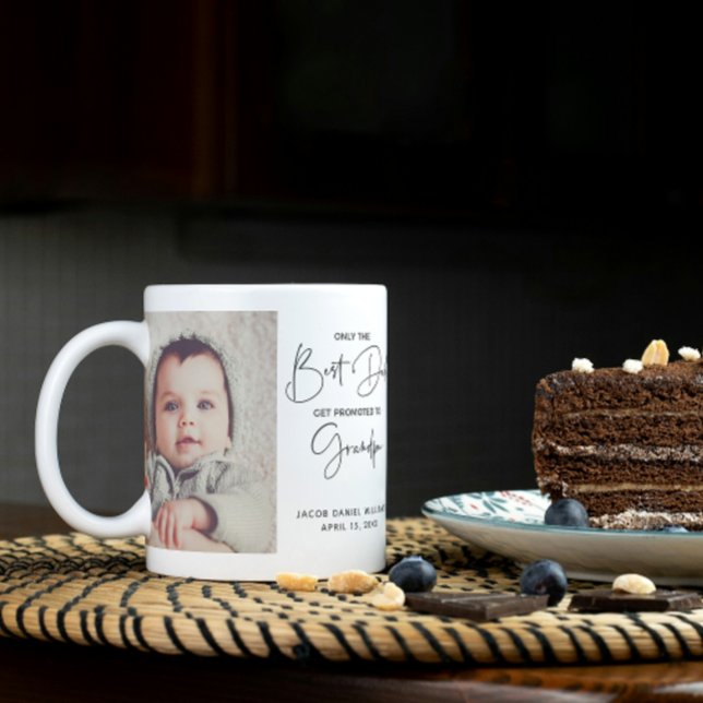 Only the Best Dads Get Promoted to Grandpa 2 Photo Coffee Mug (Easily personalize this photo collage mug for a Father's Day gift he'll treasure)