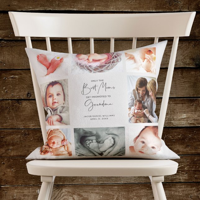 Only the Best Moms Get Promoted to Grandma 8 Photo Throw Pillow (Creator Uploaded)