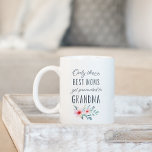 Only the Best Moms Get Promoted to Grandma Coffee Mug<br><div class="desc">Only the best moms get promoted to Grandma! Our pretty floral quote mug features the sweet sentiment in handwritten style typography adorned with a spray of blush pink watercolor flowers. A lovely gift for new grandmothers or Mother's Day.</div>