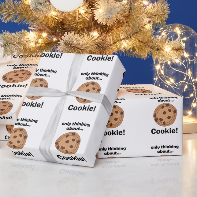 Only Thinking About Cookie Funny Food Quote Wrapping Paper (Holidays)