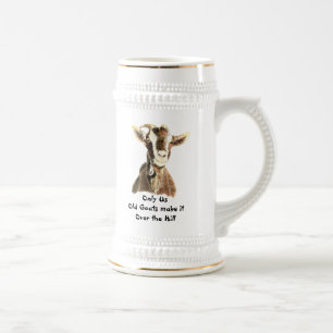 Only Us Old Goats make it Over the Hill Birthday Beer Stein