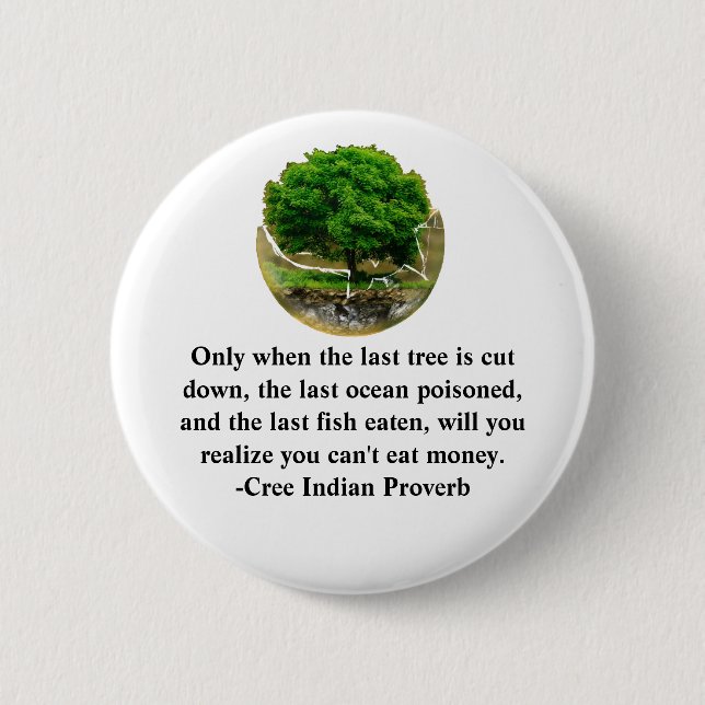 Only when the last tree is cut down..... button (Front)
