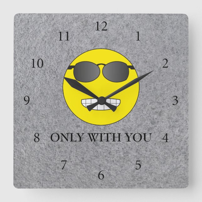 Only with you square wall clock (Front)