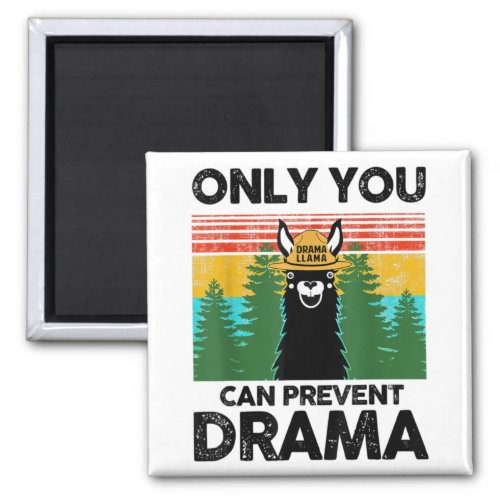 Only You Can Prevent Drama Llama Camping Vintage F Magnet