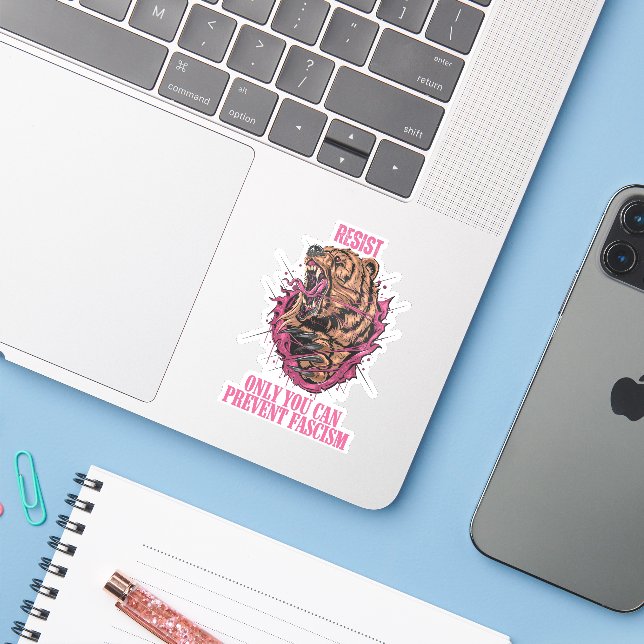 Only You Can Prevent Fascism – Political Statement Sticker (Laptop w/ iPhone)