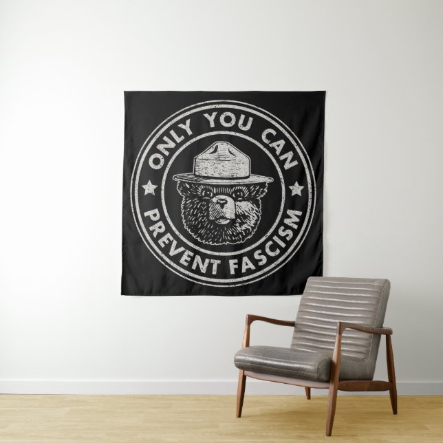 Only You Can Prevent Fascism Vintage Resist Tapestry (In Situ)