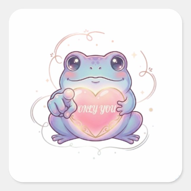 Only You Frog Sticker Cute Frog Glowing Heart Roma (Front)