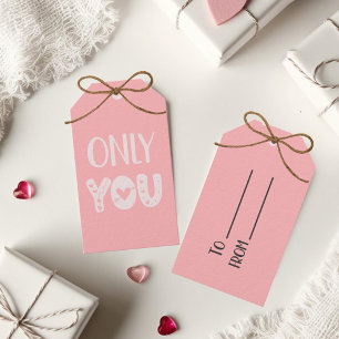 Only You Watercolor Pink Valentine's Day Gift Tags
