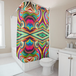 onnaroo Inspired Psychedelic Abstract Art Shower  Curtain