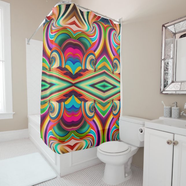 onnaroo Inspired Psychedelic Abstract Art Shower  Shower Curtain (In Situ)