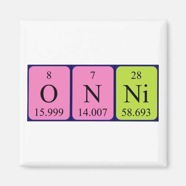 Onni periodic table name magnet (Front)
