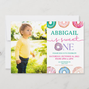 Ono Sweet Donut 1st Birthday Party Photo Invitation