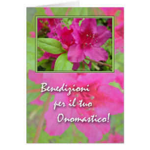 Onomastico, Name Day in Italian, Azaleas Cards