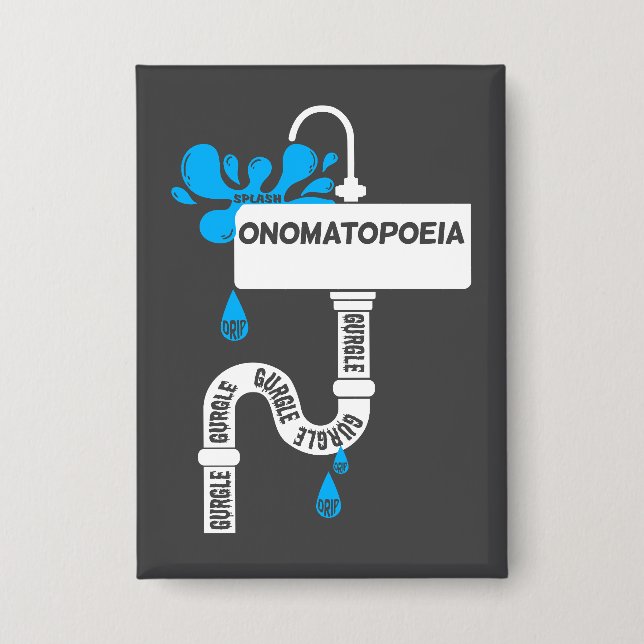 Onomatopoeia creative writing or poetry button (Front)