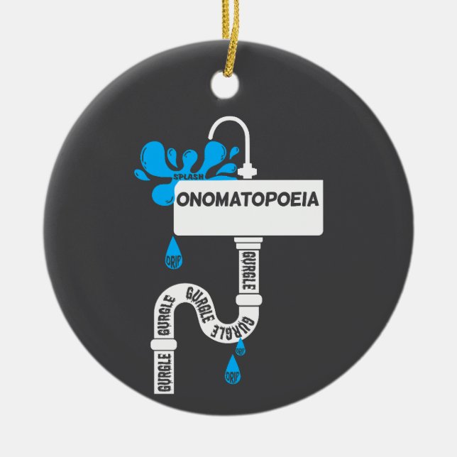 Onomatopoeia creative writing or poetry ceramic ornament (Front)