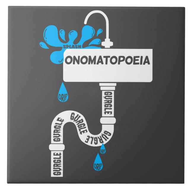 Onomatopoeia creative writing or poetry ceramic tile (Front)
