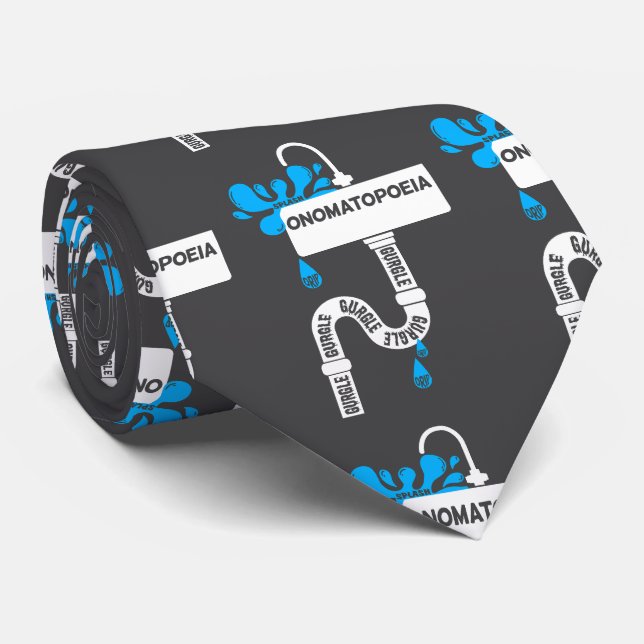 Onomatopoeia creative writing or poetry neck tie (Rolled)