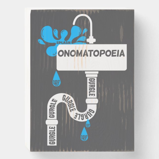 Onomatopoeia creative writing or poetry wooden box sign (Front Vertical)