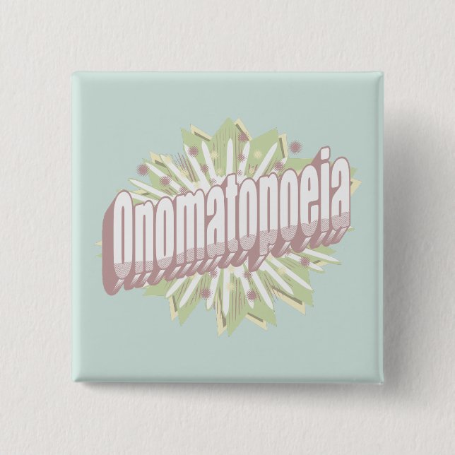 Onomatopoeia Explosion English Language  Button (Front)