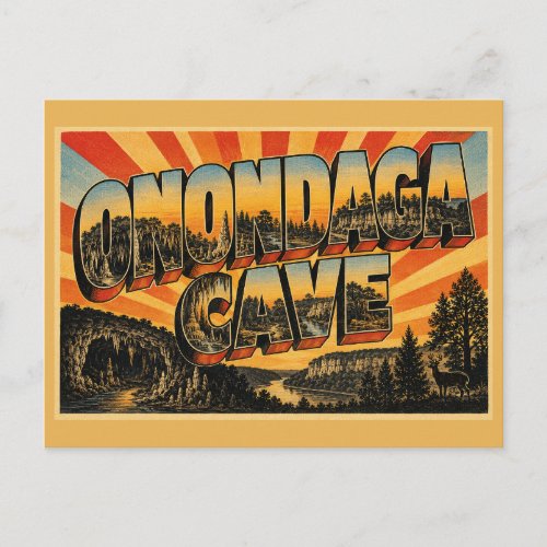 Onondaga Cave State Park MO Vintage Travel Art Postcard
