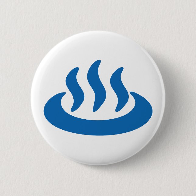 Onsen ♨ Hot Spring 温泉 Japanese Sign Pinback Button (Front)