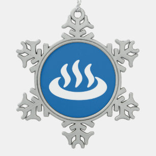 Onsen ♨ Hot Spring 温泉 Japanese Sign Snowflake Pewter Christmas Ornament