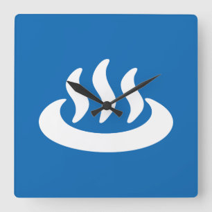 Onsen ♨ Hot Spring 温泉 Japanese Sign Square Wall Clock
