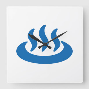 Onsen ♨ Hot Spring 温泉 Japanese Sign Square Wall Clock