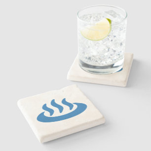 Onsen ♨ Hot Spring 温泉 Japanese Sign Stone Coaster