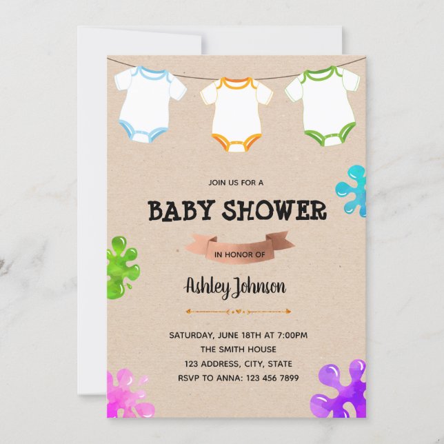 Onsie painting baby shower invitation (Front)
