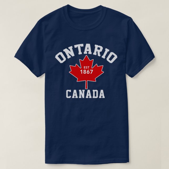 Ontario Canada Est.1867 Patriotic T Shirt (Design Front)