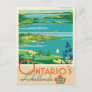 Ontario Canada lakes vintage travel postcard