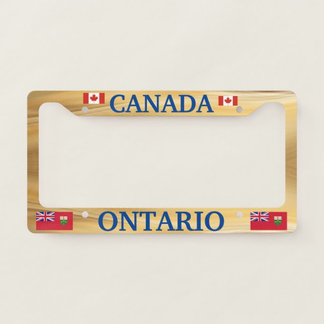 Ontario Canada License Plate Frame Gold Background (Front)