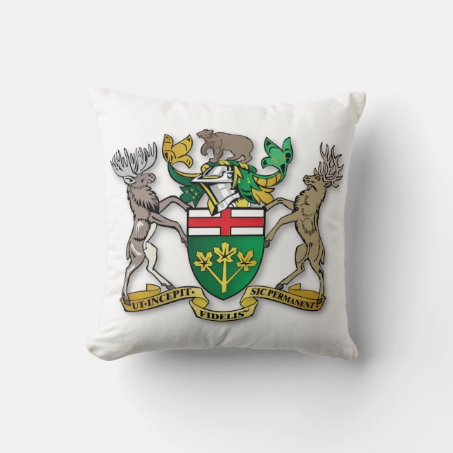 Ontario coat of arms throw pillow (Front)