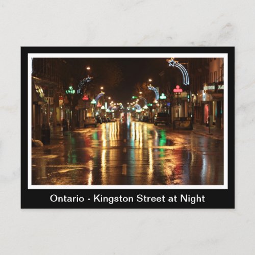 Ontario Kingston Street at Night Postcard