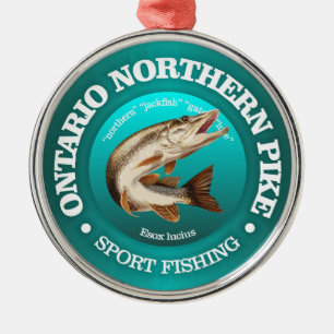 Ontario Pike Fishing Metal Ornament