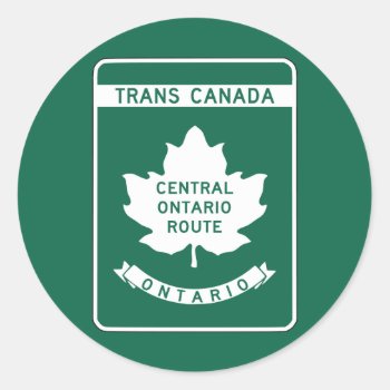 Ontario  Trans-canada Highway Sign Classic Round Sticker by worldofsigns at Zazzle