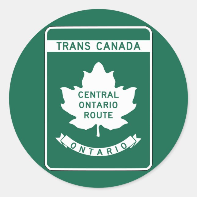 Ontario, Trans-Canada Highway Sign Classic Round Sticker (Front)