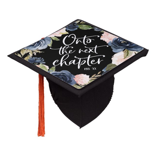 Onto the next chapter | Floral Graduation Cap (Angled)