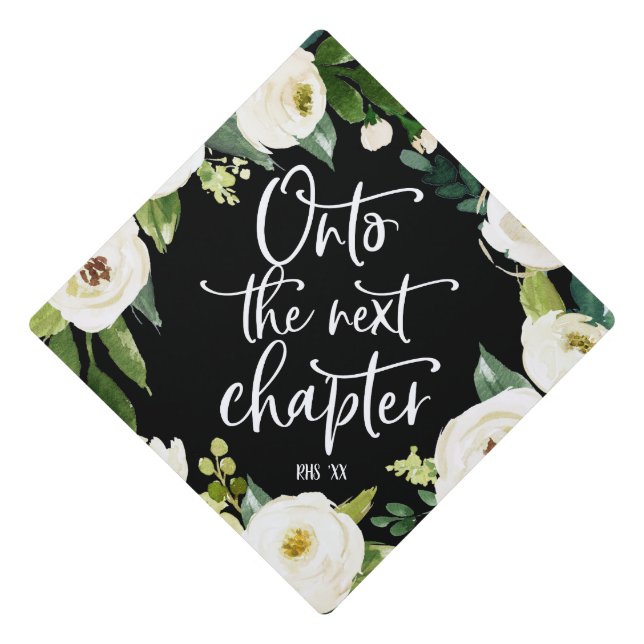 Onto the next chapter | Floral Graduation Cap (Front)