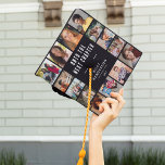 Onto The Next Chapter Photo Collage Graduation Cap Topper<br><div class="desc">Contemporary black graduation cap featuring 14 photos for you to replace with your own,  the saying 'onto the next chapter',  the grads name,  class year,  and the college/school they attended.</div>