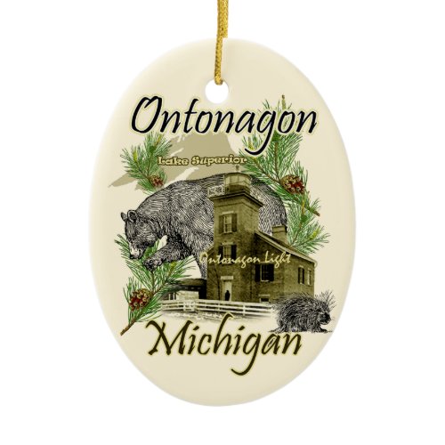 Ontonagon Light Lighthouse Michigan Ornament