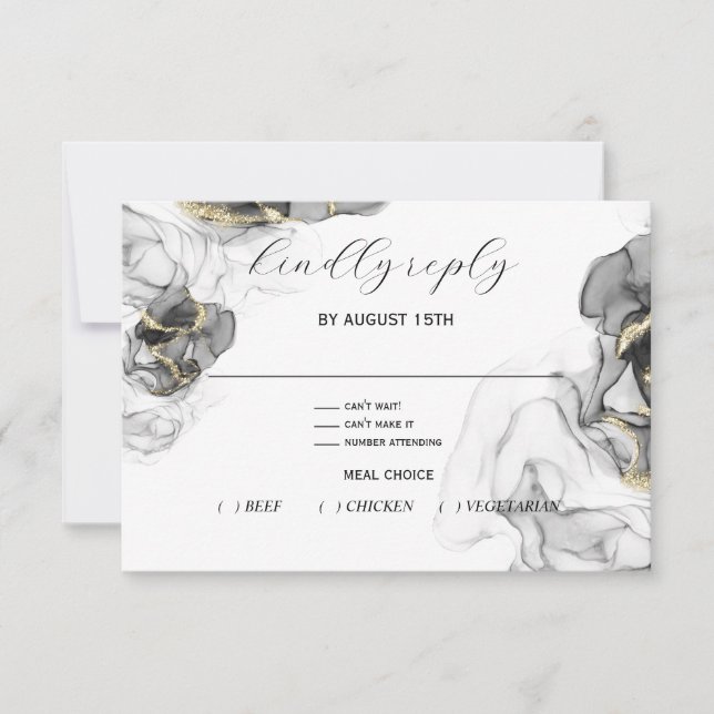 Onyx and Gold RSVP Card (Front)