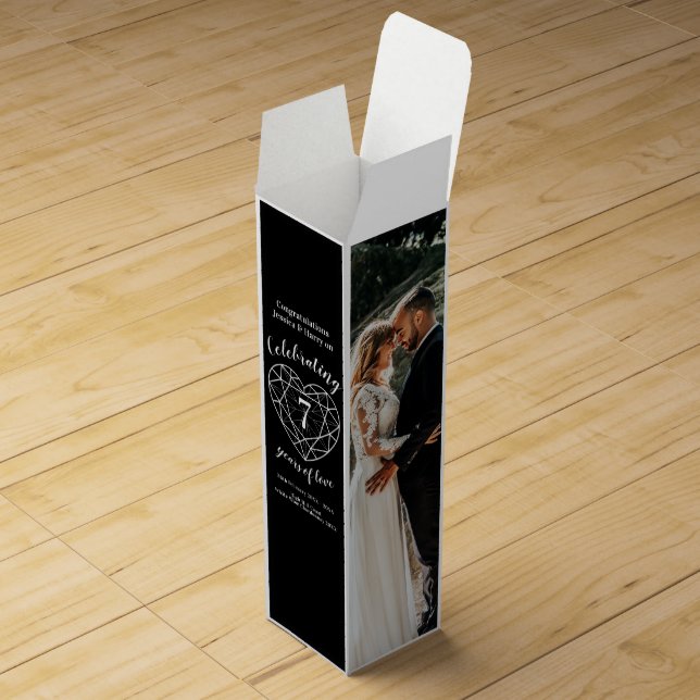 Onyx anniversary 7 years custom photo black wine box (Opened)