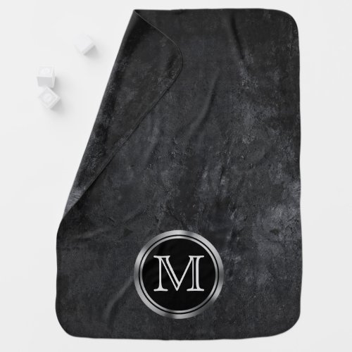 Onyx Baby  Monogram Black White Matte Chalkboard Swaddle Blanket