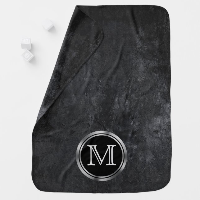 Onyx Baby | Monogram Black White Matte Chalkboard Swaddle Blanket (In Situ)