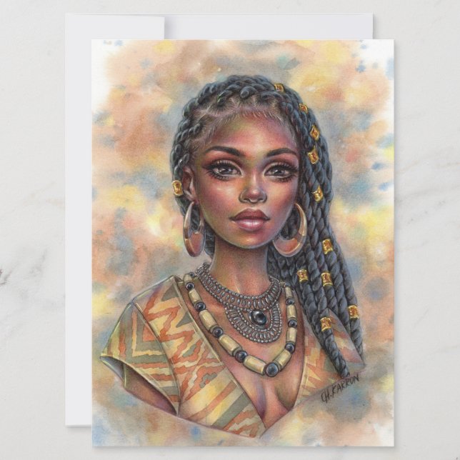 Onyx Black Africa Woman Jewelry Braids Art Card (Front)