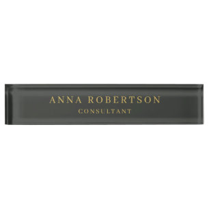 Onyx Black & Gold Colors Professional Minimalist Desk Name Plate